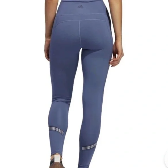 Adidas Climalite High Waisted Blue Striped Leggings - S - Picture 2 of 6